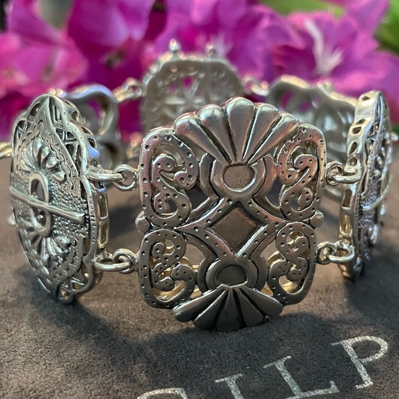 Silpada Sterling Silver Story Book Intricate Artisan Design Bracelet B2907 - Picture 4 of 15